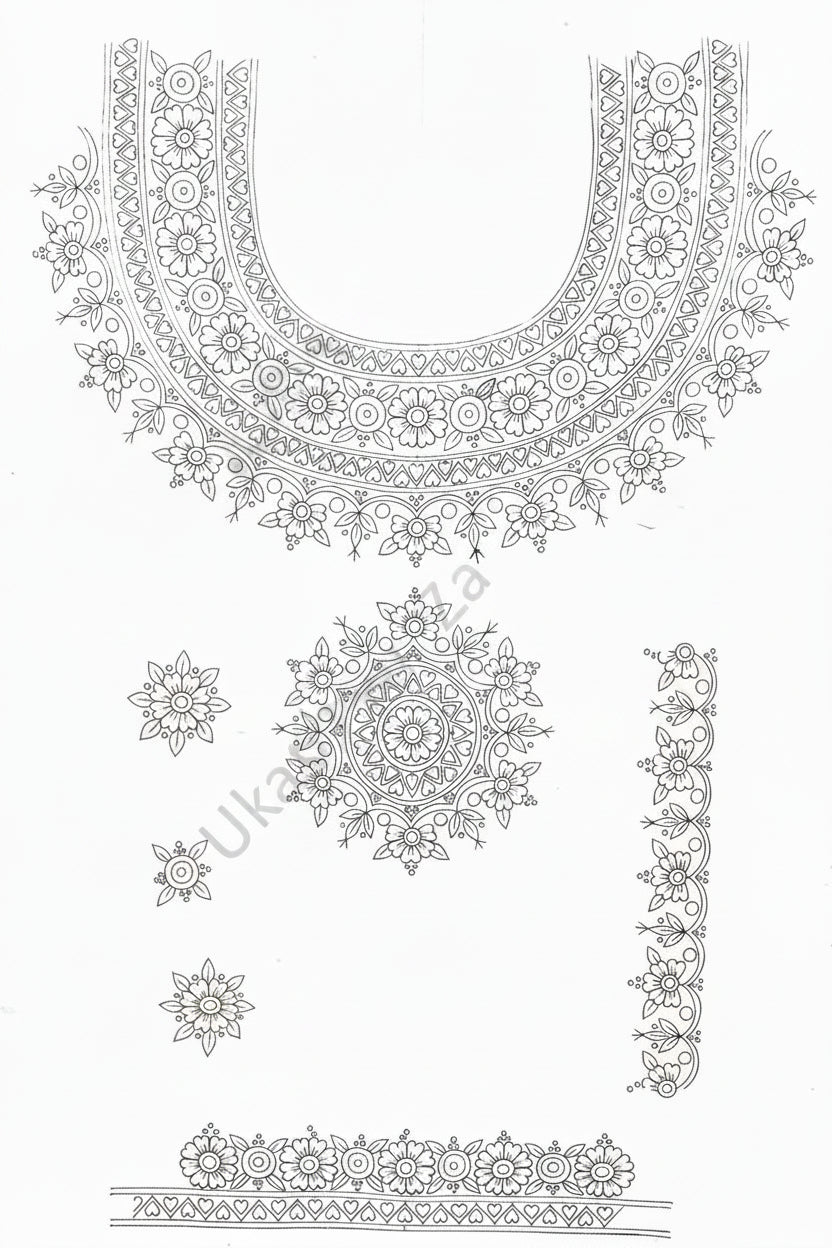 Decorative embroidery design on a white background